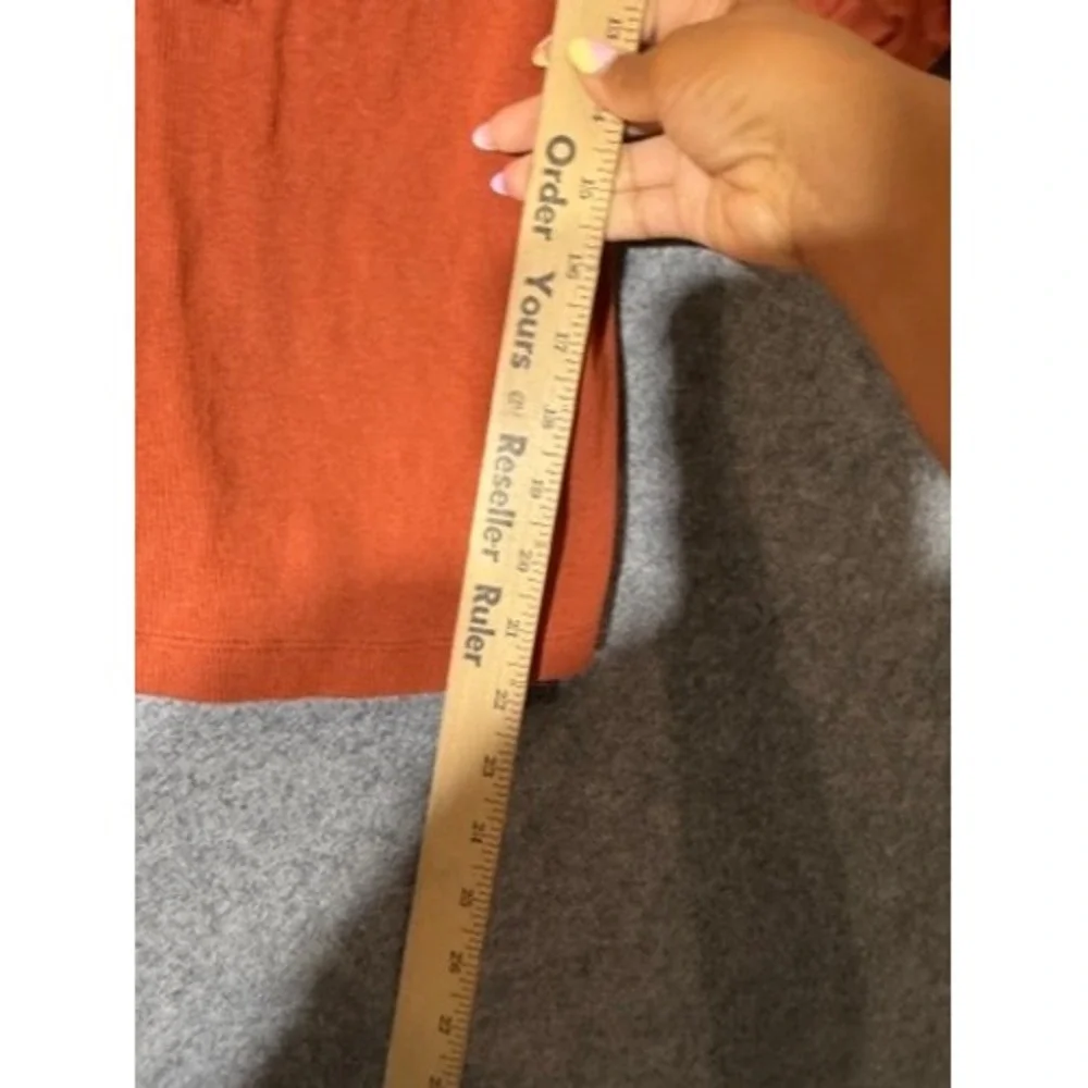 Old Navy Womens Small Rust Orange Ribbed Henley Puff Sleeve Top Boho Cottagecore